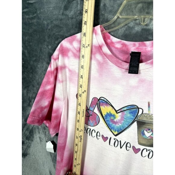 Glidden Shirt Peace Love And Coffee Women’s T-Shirt Pink Hippie Vibes Medium Top - Picture 5 of 13